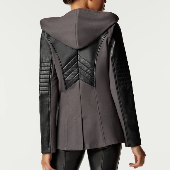 BLANC NOIR Hooded Single-Button Moto Jacket - Picture 3 of 14